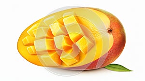 an illustration of a single, impeccably rounded slice of a mango
