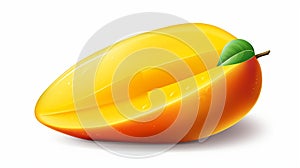 an illustration of a single, impeccably rounded slice of a mango