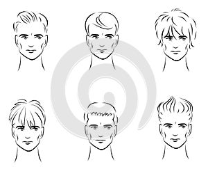 Illustration of the six options for men's hairsty