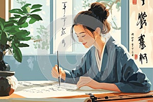 Elegant Calligraphy Practice Session