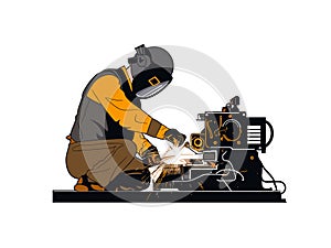 Illustration of Skilled Welder Crafting Metalwork