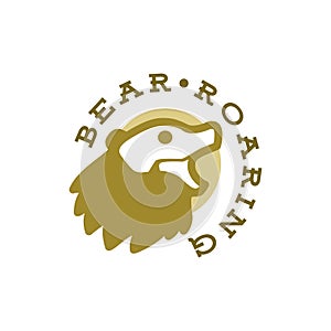 Illustration of skull bear roaring. bear logo with a vintage style