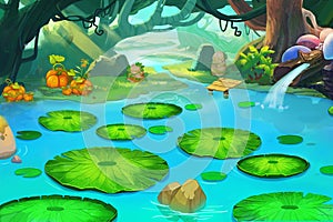 Illustration: The Sleeping Pond in the Forgotten Forest.