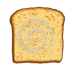 Illustration of a slice of bread, toast, in cartoon style