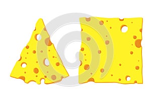 Illustration of a slice of cheese in cartoon style