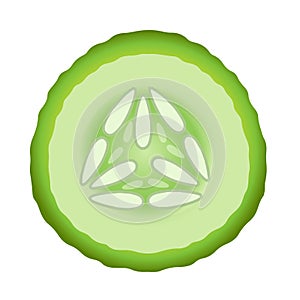 Illustration of a slice of cucumber in realistic style