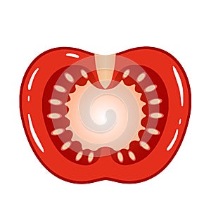 Illustration of a slice of tomato in realistic style