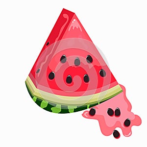 Illustration.A slice of watermelon with seeds on a white background .The pattern. Summer vector image. Art & Illustration