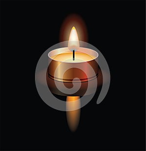 illustration of a small burning candle. vector