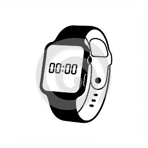 Illustration of a smartwatch with a rectangular face displaying 