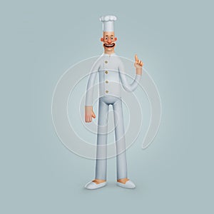 Illustration smile cook white shirt pants