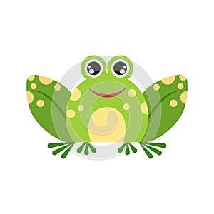 Illustration of smiling frog. Cute joyful frog face