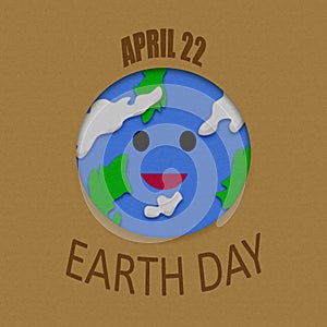 Illustration of smiling planet earth for earth day