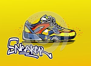 Illustration of sneakers in color. Sport shoes.