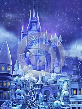 Illustration: The Snow Palace in the Fairy Tale.