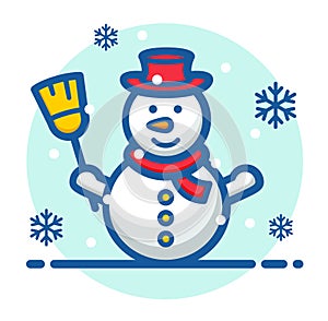illustration of snowman color icon