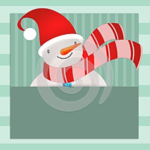 illustration of snowman with scarf in Christmas day