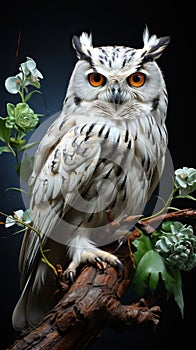 Illustration of a snowy owl in natural habitat
