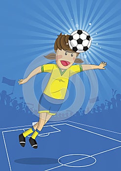 Illustration Soccer Girl Player Head Shooting a Ball