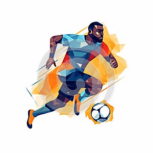 Illustration of a soccer player running with a soccer ball