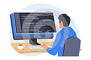 Illustration of Software Developer Coding