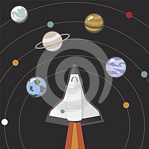 Illustration of solar system rocket launch