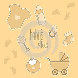 Illustration of some baby`s toys