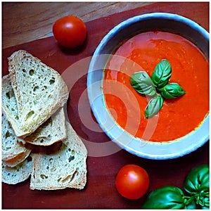 Illustration of a soup of tomatoes