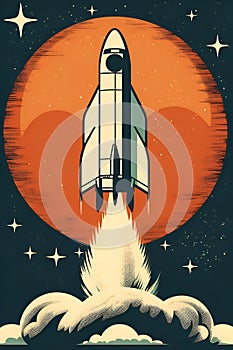 Illustration of a space rocket taking off, Generative AI 2