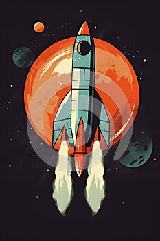 Illustration of a space rocket taking off, Generative AI 3
