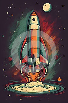 Illustration of a space rocket taking off, Generative AI 5