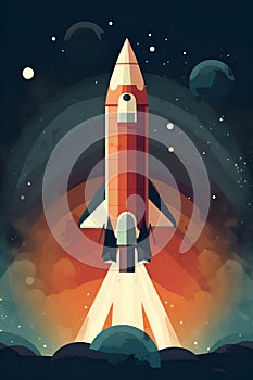 Illustration of a space rocket taking off, Generative AI