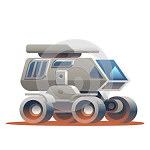 Illustration Space Rover Traveling Around Planet