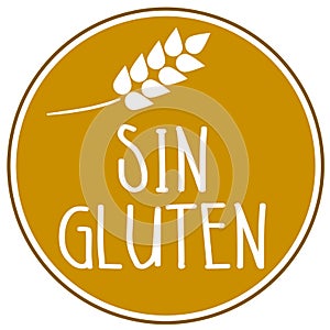 Illustration with the spanish word for gluten free - sin gluten photo