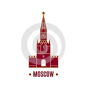 Illustration of Spasskaya tower isolated on white background.