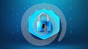 Illustration of a speech bubble and open padlock icon on a blue background, representing security in communication