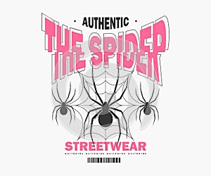 illustration of spider Streetwear t shirt design, vector graphic, typographic poster or tshirts street wear and Urban style