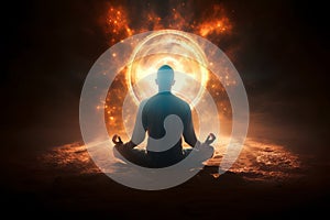 Generative AI illustration of spiritual awakening enlightment meditation photo