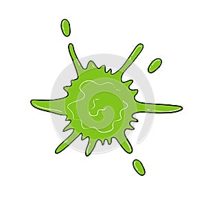 Illustration of splatter and dribble, spot and drop, slime and blob. Dripping slime. Green dirt splat, goo dripping splodges of