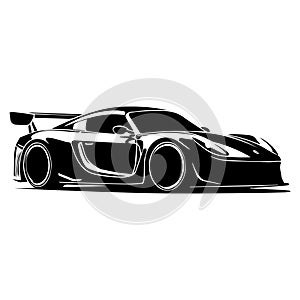 Illustration of sport car in black and white style.