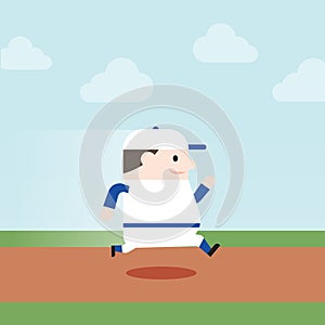 Illustration of sport man is running in baseball match