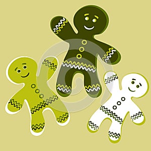 Illustration a square background - a gingerbread man, a festive curly cookie. Design element