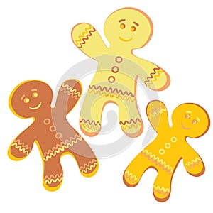 Illustration a square background - a gingerbread man, a festive curly cookie. Design element