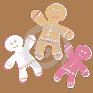 Illustration a square background - a gingerbread man, a festive curly cookie. Design element