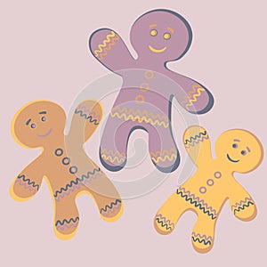 Illustration a square background - a gingerbread man, a festive curly cookie. Design element