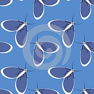 Illustration on a square background - stylized moths - graphics. Summer, insects, unbearable ease of life