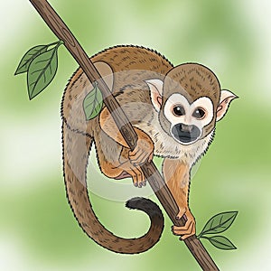 The background has a blurred green gradient enhancing the focus on the monkey