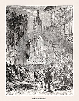 Illustration of the St. Bartholomew`s Day massacre