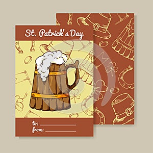 Illustration of St. Patrick`s day. Lucky poster.Vector background. Sweet lettering for card