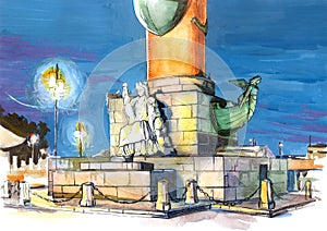 Illustration St Petersburg Rostral columns